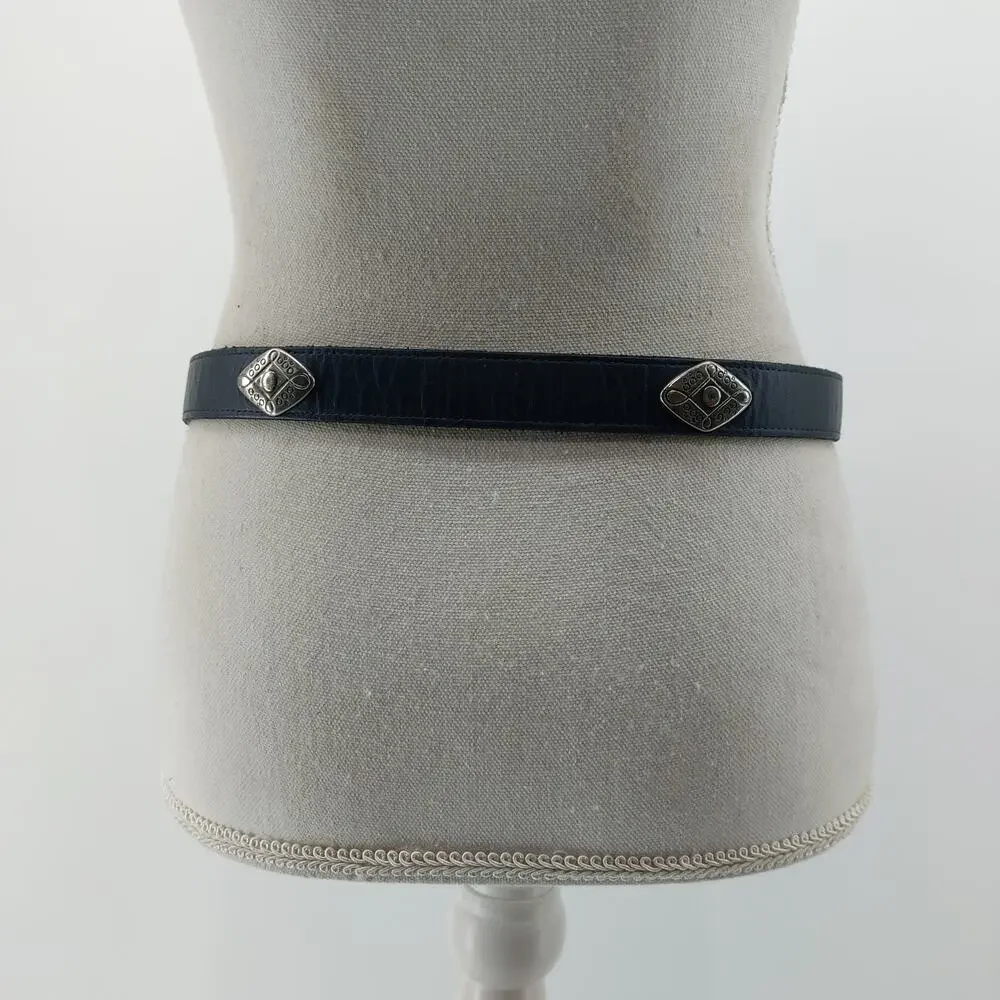 Gotcha Covered Navy Blue Concho Belt Vegan Leather Western L